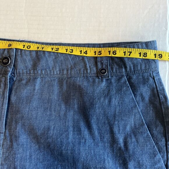 Isaac Mizrahi Shorts Women’s 14 Blue Chambray Cotton Slant Pockets Travel Beach - Picture 11 of 13